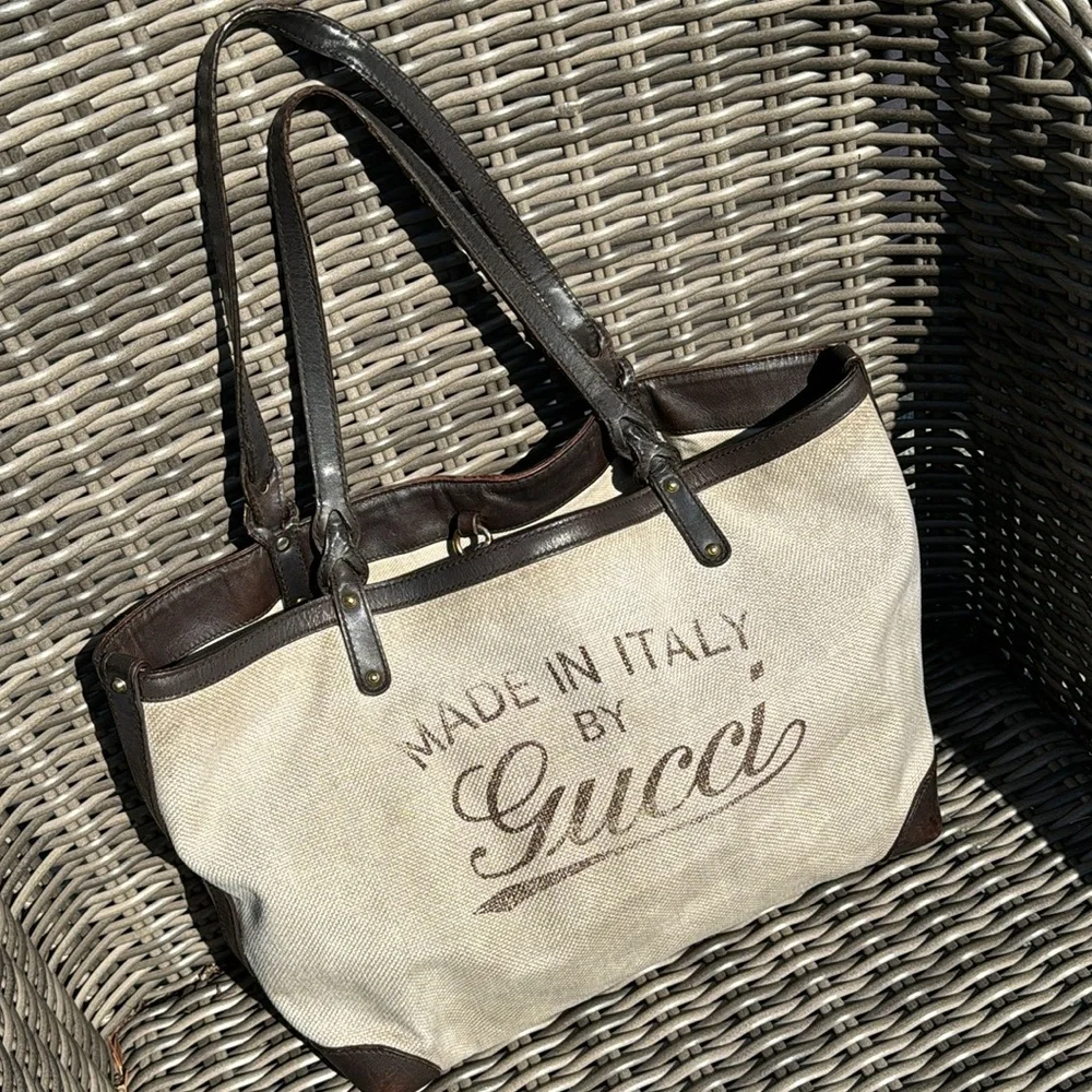 Summer Must Have Auth Gucci Canvas & Leather Tote - Picture 6 of 17